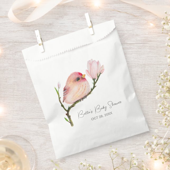 Cute Baby Redpoll Bird Baby Shower Favour Bag (Clipped)