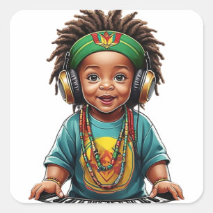 Cute Baby Reggae Singer Square Sticker