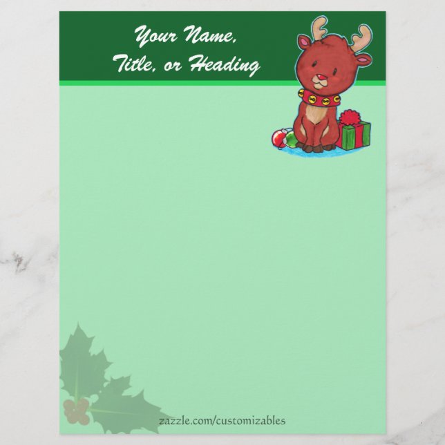 Cute Baby Reindeer Letterhead (Front)