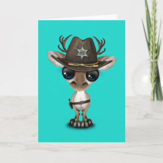 Cute Baby Reindeer Sheriff Holiday Card