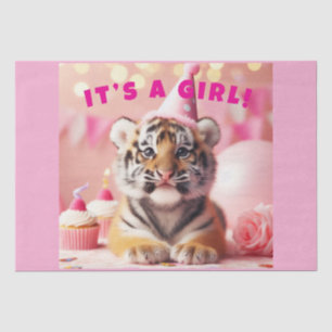 Cute Baby Reveal Girl Pink Baby Tiger Tissue Paper