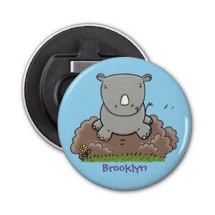 Cute baby rhino cartoon illustration bottle opener