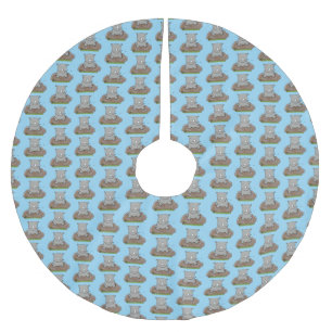 Cute baby rhino cartoon illustration brushed polyester tree skirt