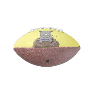 Cute baby rhino cartoon illustration football