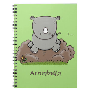 Cute baby rhino cartoon illustration notebook