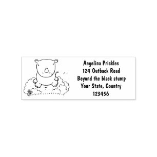Cute baby rhino cartoon illustration rubber stamp