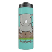 Cute baby rhino cartoon illustration