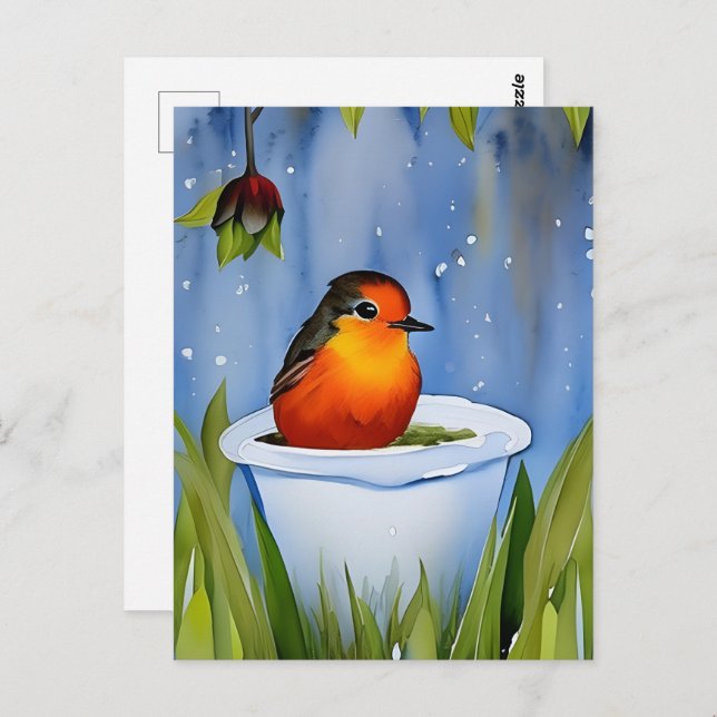 Cute baby robin, Postcrossing  Postcard (Front/Back)