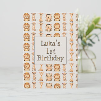 Cute Baby Safari Animals Invitation