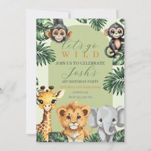 Cute Baby Safari Birthday Invitation