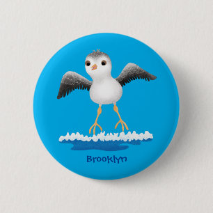 Cute baby sandpiper cartoon illustration  6 cm round badge