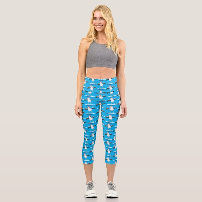 Cute baby sandpiper cartoon illustration  capri leggings (Front)