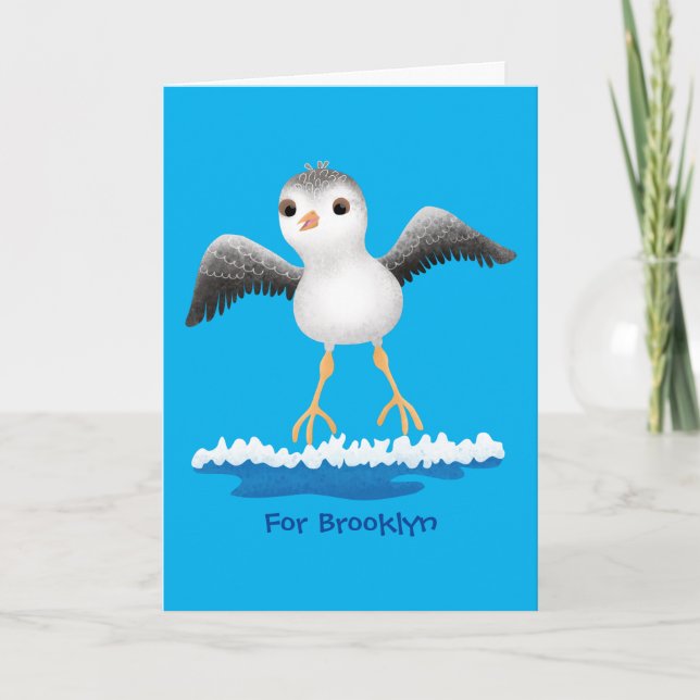 Cute baby sandpiper cartoon illustration  card (Front)