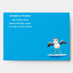 Cute baby sandpiper cartoon illustration envelope