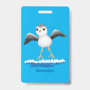 Cute baby sandpiper cartoon illustration ID badge