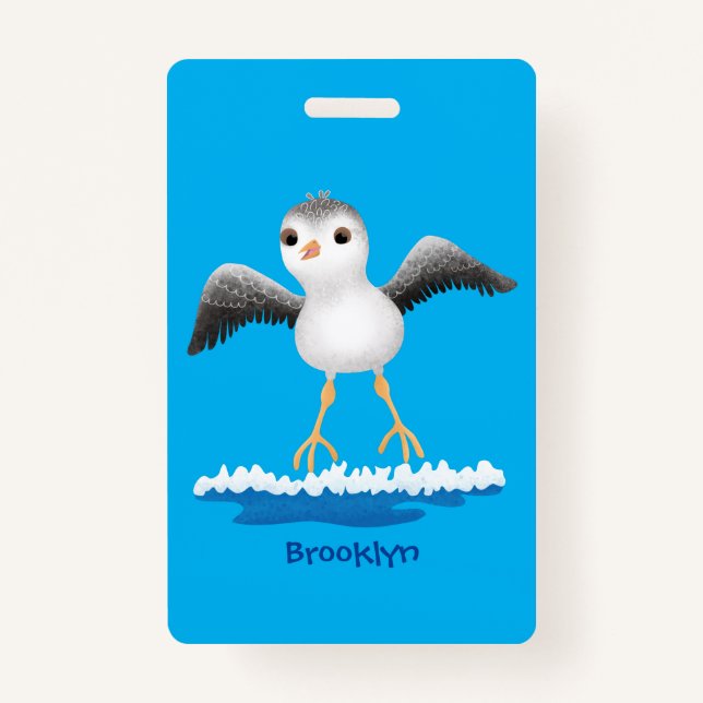 Cute baby sandpiper cartoon illustration ID badge (Front)