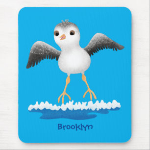 Cute baby sandpiper cartoon illustration mouse pad
