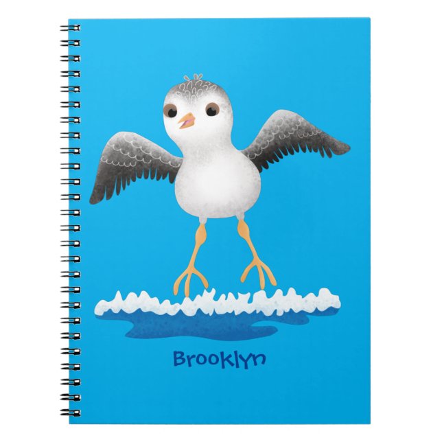 Cute baby sandpiper cartoon illustration notebook (Front)