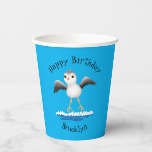 Cute baby sandpiper cartoon illustration paper cups