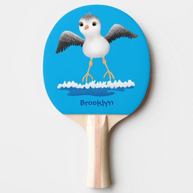 Cute baby sandpiper cartoon illustration  ping pong paddle (Front)