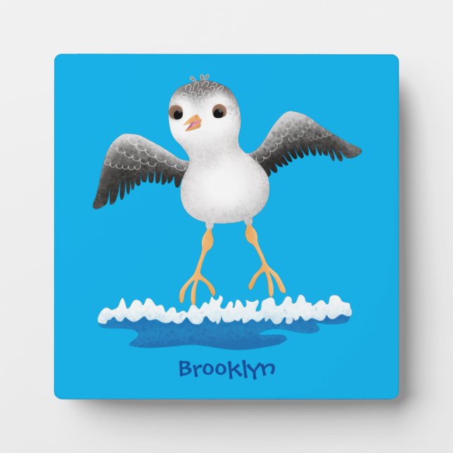 Cute baby sandpiper cartoon illustration plaque (Front)