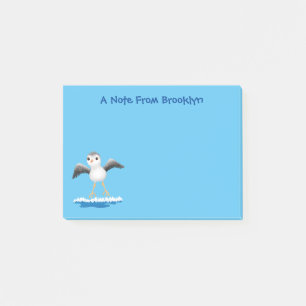 Cute baby sandpiper cartoon illustration post-it notes