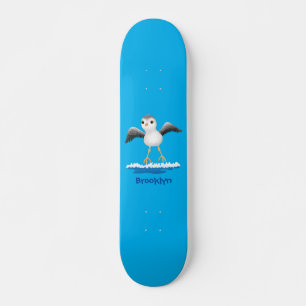 Cute baby sandpiper cartoon illustration  skateboard