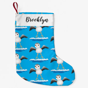 Cute baby sandpiper cartoon illustration small christmas stocking