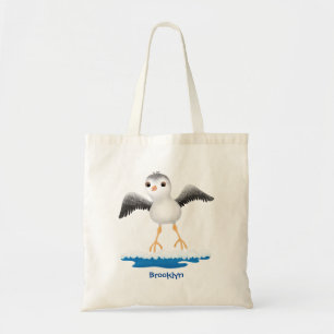 Cute baby sandpiper cartoon illustration tote bag