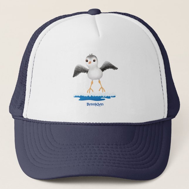Cute baby sandpiper cartoon illustration  trucker hat (Front)