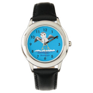 Cute baby sandpiper cartoon illustration watch