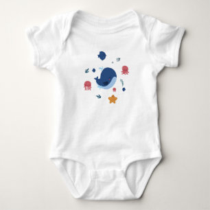 Cute Baby Sea Creatures Whale Jellyfish Octopus Bodysuit
