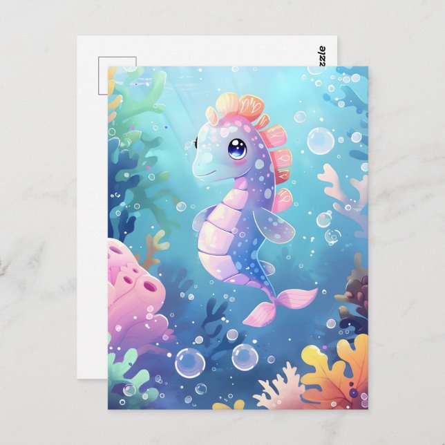 Cute baby sea horse, Postcrossing Postcard (Front/Back)