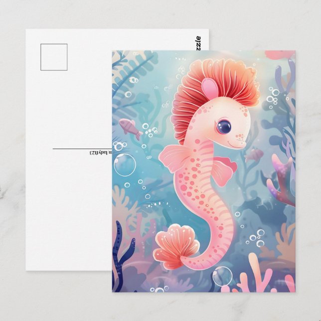 Cute baby sea horse, Postcrossing Postcard (Front/Back)