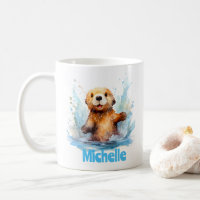 Cute Baby Sea Otter in Water Splashes Personalised