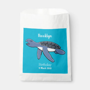 Cute baby sea turtle cartoon illustration favour bag