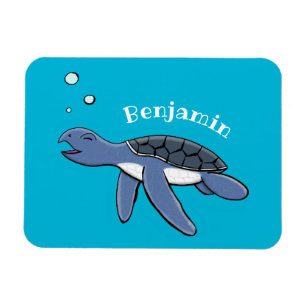 Cute baby sea turtle cartoon illustration magnet