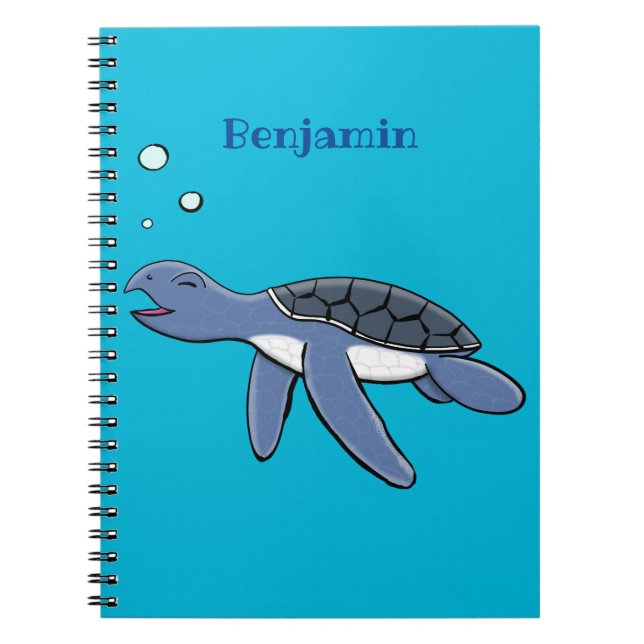 Cute baby sea turtle cartoon illustration notebook (Front)