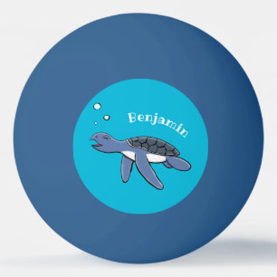 Cute baby sea turtle cartoon illustration ping pong ball
