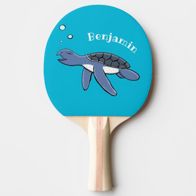 Cute baby sea turtle cartoon illustration ping pong paddle (Front)