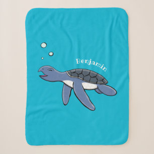 Cute baby sea turtle cartoon illustration  sherpa blanket