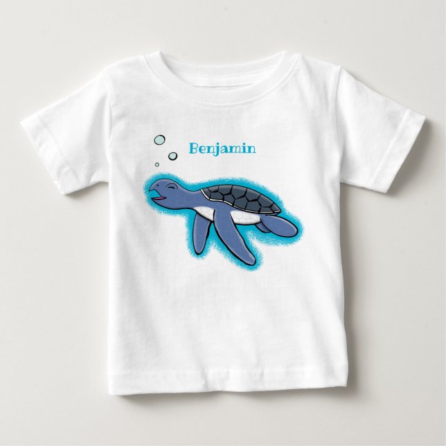 Cute baby sea turtle cartoon illustration T-Shirt (Front)