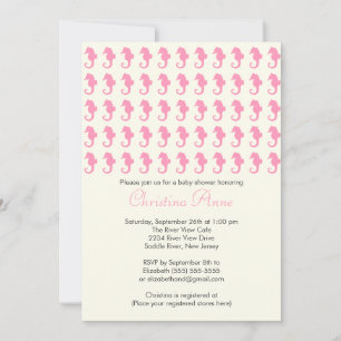 Cute Baby Seahorse Girl Baby Shower Invitations