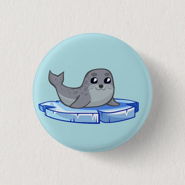 Cute baby seal cartoon 3 cm round badge (Front)