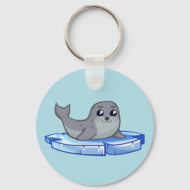 Cute baby seal cartoon key ring (Front)