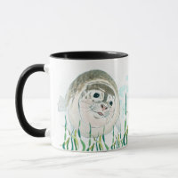 Cute baby seal colour illustration Good Morning