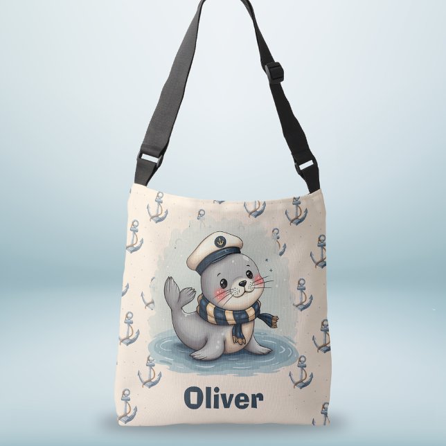 Cute Baby Seal with Sailor Hat and Scarf Crossbody Bag (Creator Uploaded)