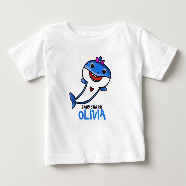 Cute Baby Shark Birthday Baby T-Shirt (Front)