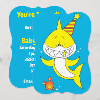Cute Baby Shark Cartoon Invitation