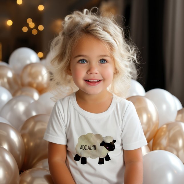 Cute Baby Sheep Lamb Infant Toddler Name Baby T-Shirt (Cute baby lamb t-shirt personalized with your child's name)